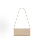 SAINT LAURENT YSL KATE GRAIN DE POUDRE Gold metal-finished chain shoulder bag for women in beige
